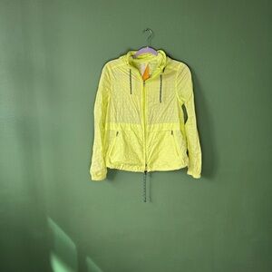 Free People Vintage Neon Green Packable Windbreaker Rain Jacket Size XS